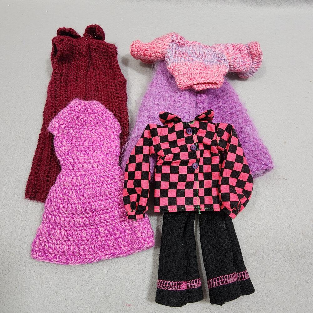 Handmade Sewn, Crocheted And Knitted Barbie Clothes - 6pcs Four Outfits (C)